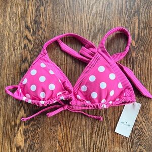 Hollister Hot Pink Polka Dot Triangle Swim Top